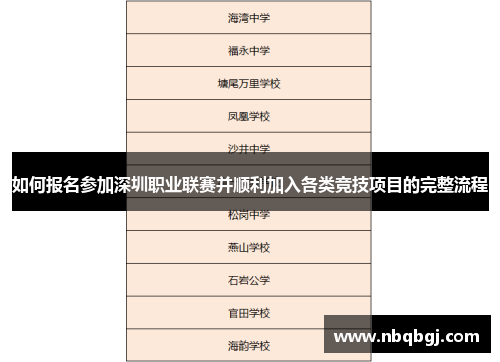 如何报名参加深圳职业联赛并顺利加入各类竞技项目的完整流程 如何报名参加深圳职业联赛并顺利加入各类竞技项目的完整流程